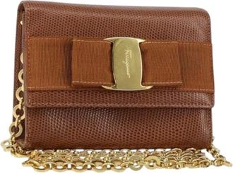 Ferragamo Pre-owned Mini Bags, female, Brown, Size: ONE SIZE Pre-owned Mini Leather Shoulder Bag