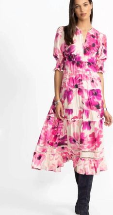 Johnny Was Daphne Tea Length Dress In Auroria