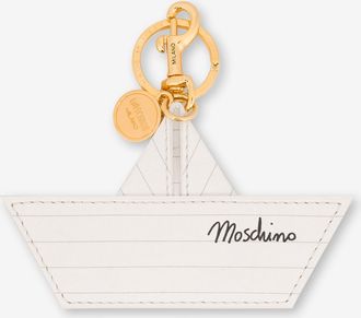 Moschino Portachiavi in capra - Bianco