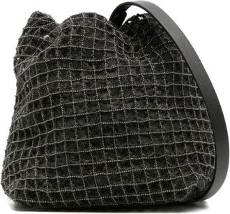 Brunello Cucinelli Precious net-embroidered bucket bag - women - Polyamide/Mohair/Wool - OS - Black