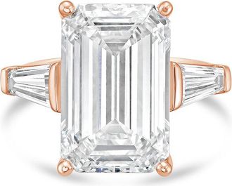 Diana M. Jewels 18kt Rose Gold 10.00 ct tw Emerald Cut with two Long Baguettes on the side Engagement Ring (Single Claw)