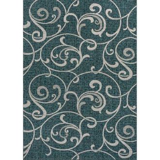 Jonathan Y Designs Maribel Traditional Classic All-Over Scroll Indoor/Outdoor Area Rug in Turquoise/cream at Nordstrom, Size 4Ft 0In X 6Ft 0In