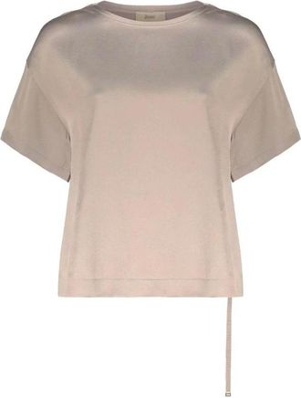 Herno Acetaat Blouse - Dames - Blouses - Beige - M - Overhemden