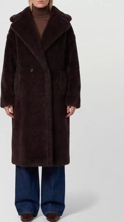 Max Mara alpaca wool silk oversized double-breasted faux fur coat