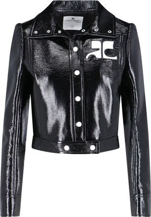 Courr&egrave;ges Black Vinyl Reedition Cotton Jacket