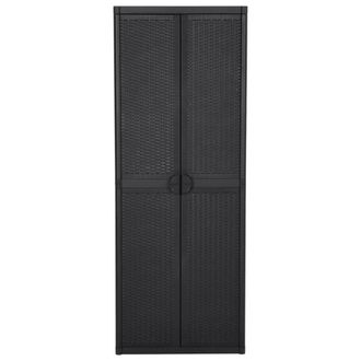 Berkfield Home Garden Storage Cabinet Black 65x45x172 cm PP Rattan | Size: 65 x 45 x 172 cm