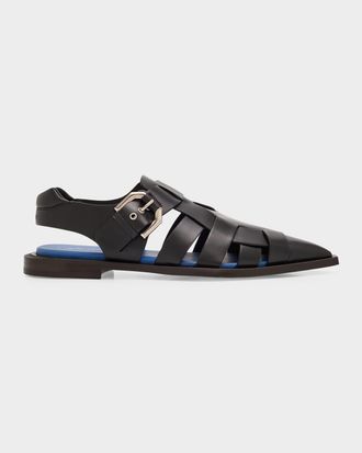 Lanvin Men & apos;s Leather Pointed-Toe Gladiator Sandals
