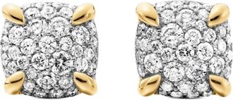 David Yurman Orecchini a bottone Chatelaine in oro giallo 18kt con pavé di diamanti (8mm)