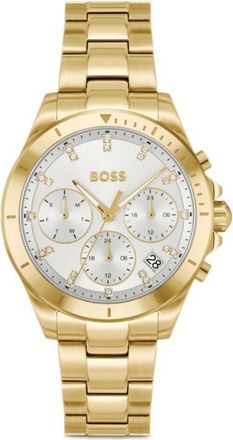 BOSS Alley gold-tone watch with silver-white dial