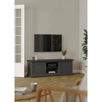 Dmora Dmora - Mueble De Televisi&oacute;n Flavienne, Aparador De Sal&oacute;n, Mueble Bajo Para Tv, Base De Pared Equipada, 149x42 H51 Cm, Blanco