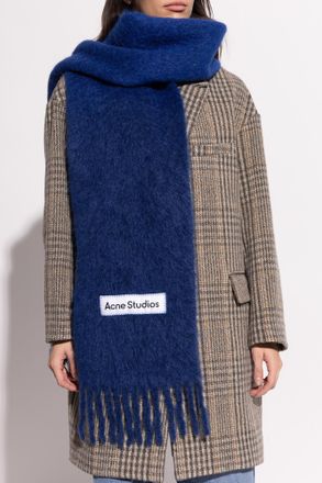 Acne Studios Scarf With Logo, Unisex, Navy Blue