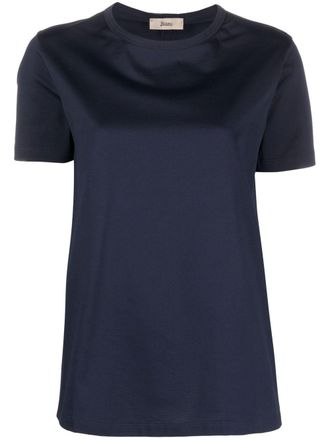 Herno contrasting gathered panel T-shirt - women - Polyester/Cotton - 48 - Blue