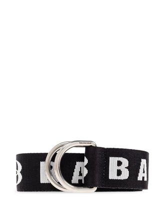 Balenciaga Riem met dubbele ring en logo - Zwart