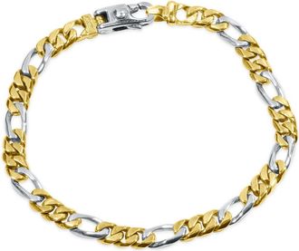 Pompeii3 Mens Classic Figaro Link 14k Gold (28gram) or Platinum (45gram) 6.5mm Bracelet 8.5