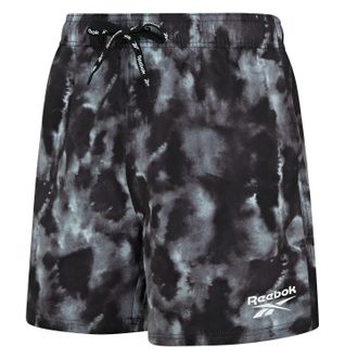 Reebok Badeshorts REEBOK Milan, Herren, Gr. XL, N-Gr, schwarz, Microfaser, Polyester, unifarben, Badehosen Badeshorts, mit Kordelzug und elastischem Bund, Ti