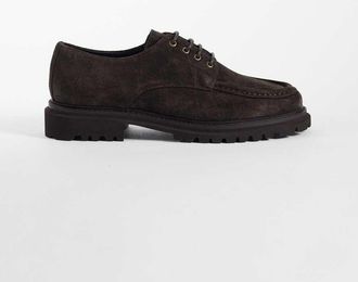 Asos Scarpe stringate in camoscio marrone con suola a carrarmato