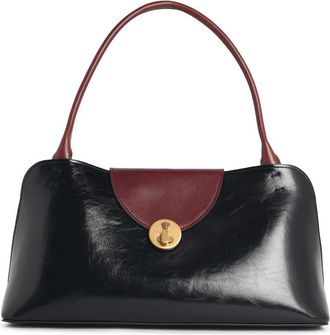 Versace East/West Vivian schwarze und braune Lear-Umh&auml;ngetasche