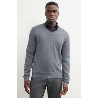 Nordstrom Merino Wool V-Neck Sweater in Grey Turbulence Heather at Nordstrom Rack, Size Xx-Large