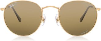 Ray-Ban RB3447 Round Metal Polarized 001/G5 Mens Sunglasses Gold Size 53