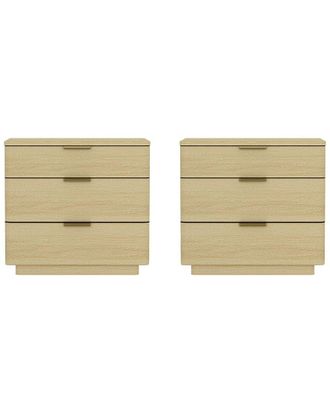 Manhattan Comfort Set Of 2 Payton Modern Nightstands With 6 Drawers