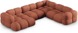 Cosmopolitan Design Sof&aacute; esquinero panor&aacute;mico derecho 5 plazas tejido estructural coral