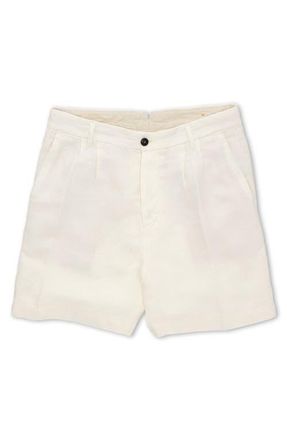 Fortela Beachshort Linen Bermuda Pleated Trousers in White at Nordstrom, Size 38 Eu