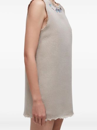 Osklen Mini-jurk verfraaid met kristallen en franje - Grijs