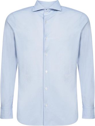 Dell'Oglio Blauw Overhemd voor Mannen - Heren - Casual Overhemden - Blauw - L - Overhemden
