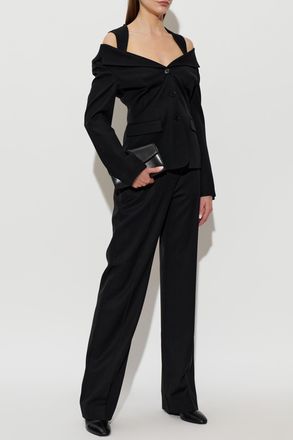 Alexander McQueen Wool Pleated Trousers, Womens, Black