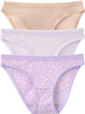OnGossamer 3-Pack Mesh Hip Bikinis in Champagne/lavender/petals at Nordstrom, Size Medium