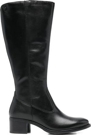 Keys logo-detail leather boots - Black