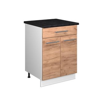 Vicco Mueble Bajo Para Fregadero/placa Fame-line, Roble Dorado/blanco, 60 Cm Con Caj&oacute;n, Et Antracita, Vicco