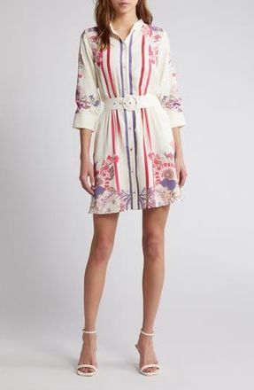 Ciebon Suzette Mixed Print Mini Shirtdress in Pink Multi at Nordstrom Rack, Size X-Small