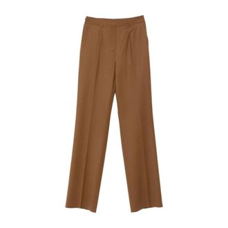 Max Mara Wide Trousers, female, Brown, Size: 2XS Wide Leg Pleated Trousers