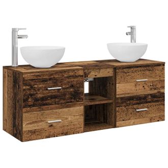 vidaXL Juego De Muebles De Ba&ntilde;o 3 Uds. Madera Envejecida Vidaxl