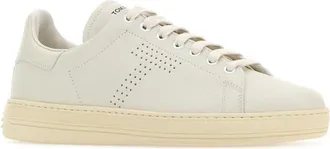 Tom Ford Mens White Leather Warwick Sneakers Buttercream