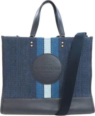 Coach Navy Straw Tote Bag (Pre-Owned)