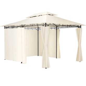 TecTake Pabell&oacute;n para jard&iacute;n, dise&ntilde;o lujoso, 6 paneles laterales, 4x3 m, crema