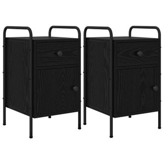 vidaXL Mesa De Noche 2 Uds. Roble Negro 35 X 36,5 X 61 Cm Vidaxl