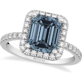 Allurez Emerald-Cut Lab Gray Spinel & Diamond Engagement Ring 14k in 3.32Ct/white Gold at Nordstrom, Size 8.5