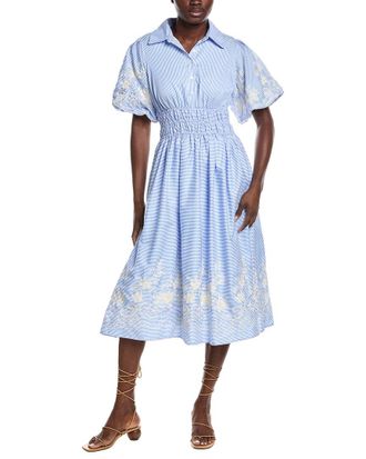 Gracia Elastic Waist Embroidered Midi Dress