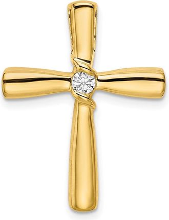 Diamond2Deal 14k Yellow Gold Polished 1/10 carat Diamond Cross Chain Slide