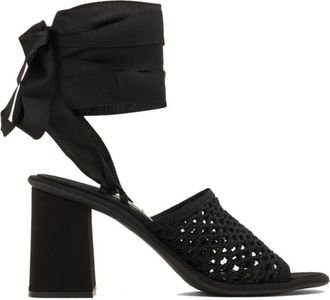 Miu Miu High Heel Sandals, female, Black, Size: 6 1/2 US Fabric Strap-On Sandals