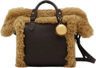 Burberry Small Shield Shearling Tote Bag