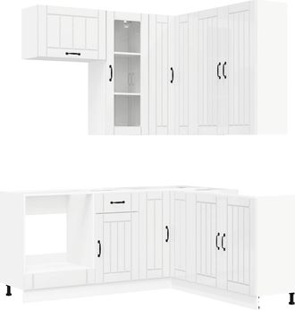 vidaXL Unidad De Cocina Lucca 8 Uds. Blanco Brillante Vidaxl