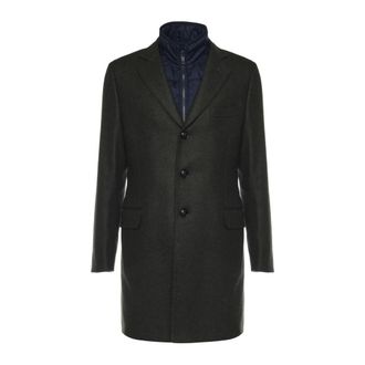 Fay Enkelrijige jas - Heren - Mantel - Groen - S - Wol - Jassen