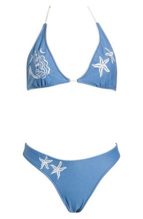 Rip Curl Catalina Denim Triangle Bikini Top in Vintage Blue at Nordstrom, Size Xx-Small