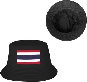Generic Thailand Bucket Hats for Men Women Flag of Thailand Outdoor Summer Fishing Hat Black, Black, One size