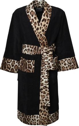 Dolce & Gabbana Zwart Leo Katoen Terry Accessoires - Heren - Badjassen - Zwart - S - Katoen - Nachtkleding