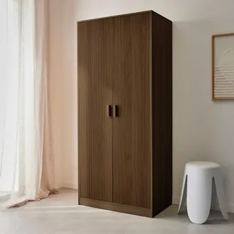 Sweeek Vestidor, armario escandinavo con 2 puertas, nogal